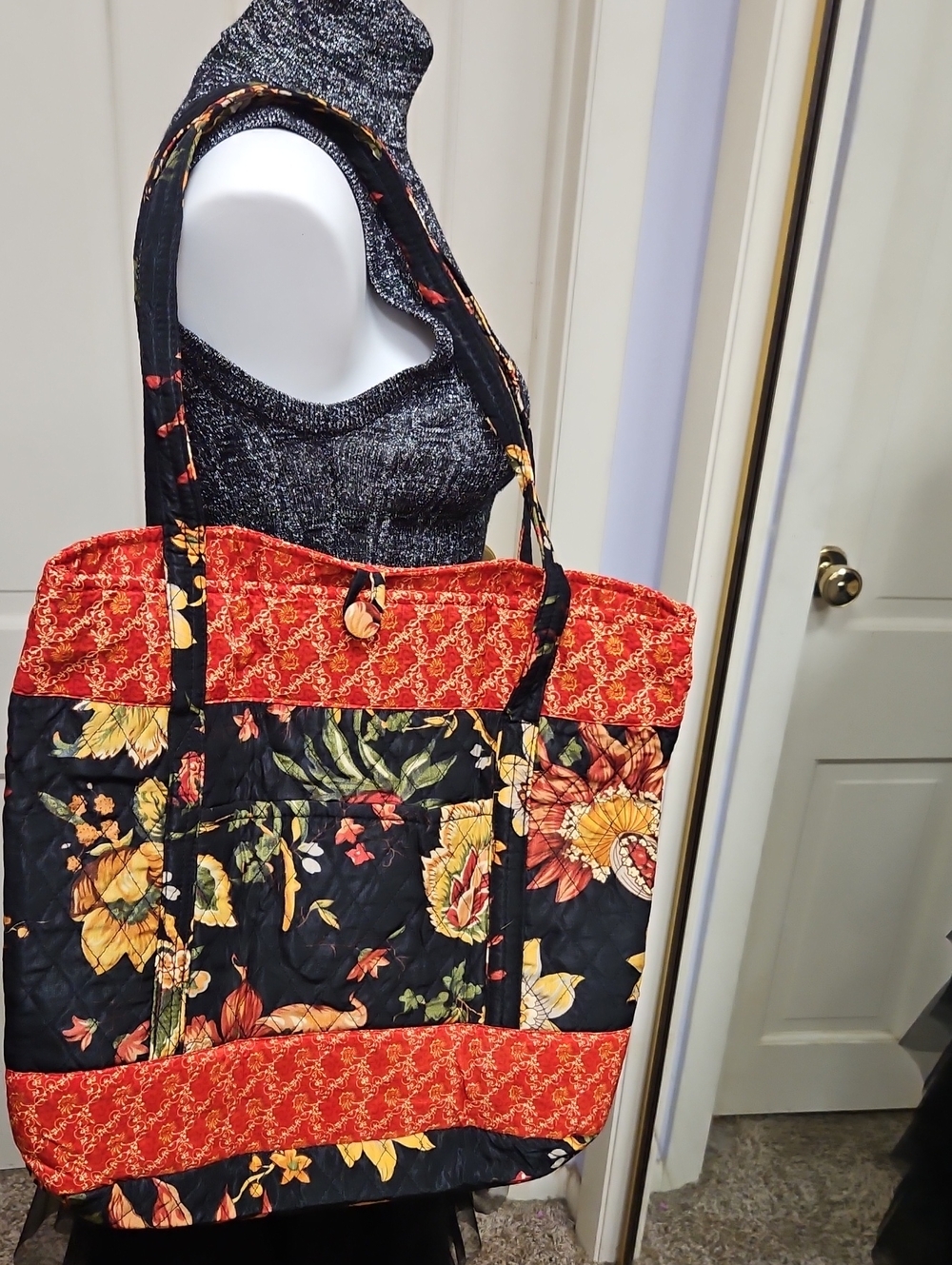 Artisan Large Quilted Floral Tote Fall Autumn Colors Animal Print Too